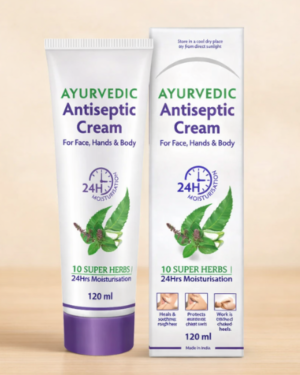 Ayurvedic Antiseptic Cream with 10 Super Herbs | 24-Hour Moisturization | Heals & Protects Skin | For Face, Hands & Body | 120 ml